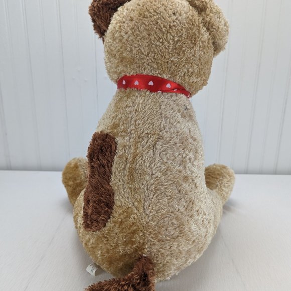 Lucky Toys Brown Spotted Puppy Dog Plush 16" Stuffed Animal Red Heart Ribbon - Picture 6 of 9
